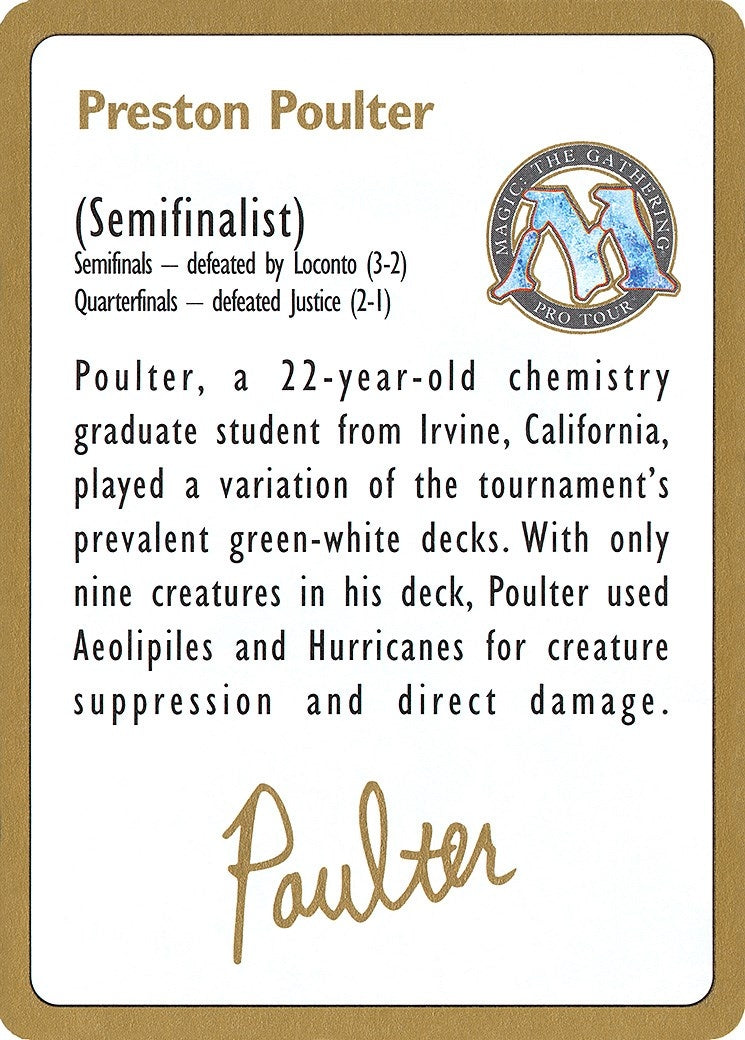 Image for 1996 Preston Poulter Biography Card (WCD) - Magic: The Gathering
