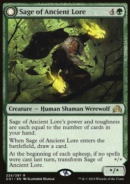 Sage of Ancient Lore / Werewolf of Ancient Hunger - Shadows over Innistrad (Rare) [SOI-225]