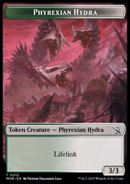 Phyrexian Hydra Token (Green and White 3/3 Lifelink) - March of the Machine: Extras (Token) [XMOM-T12]