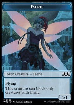 Faerie Token (Blue 1/1 Blocks only flying creatures) - Wilds of Eldraine: Extras (Token) [XWOE-5]
